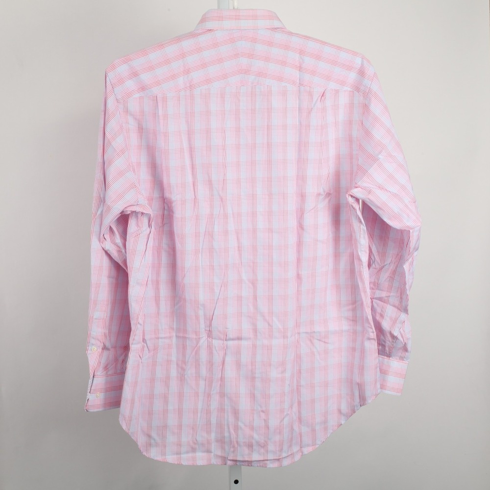 J McLaughlin Shirt Mens XL Red Blue Pink Mini Check Plaid Button Up Cotton Dress - Picture 3 of 11